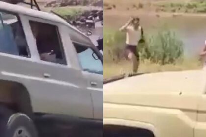 Megdöbbentő videó: Turistákat szállító szafarijármű hajtott be a krokodiloktól hemzsegő folyóba
