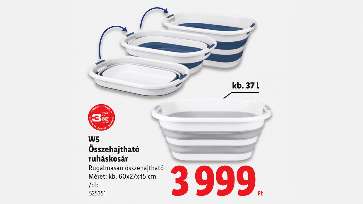 Csütörtöktől sokan lecsapnak erre a Lidl-újdonságra: 3999 Ft-ért jön az összehajtható ruháskosár